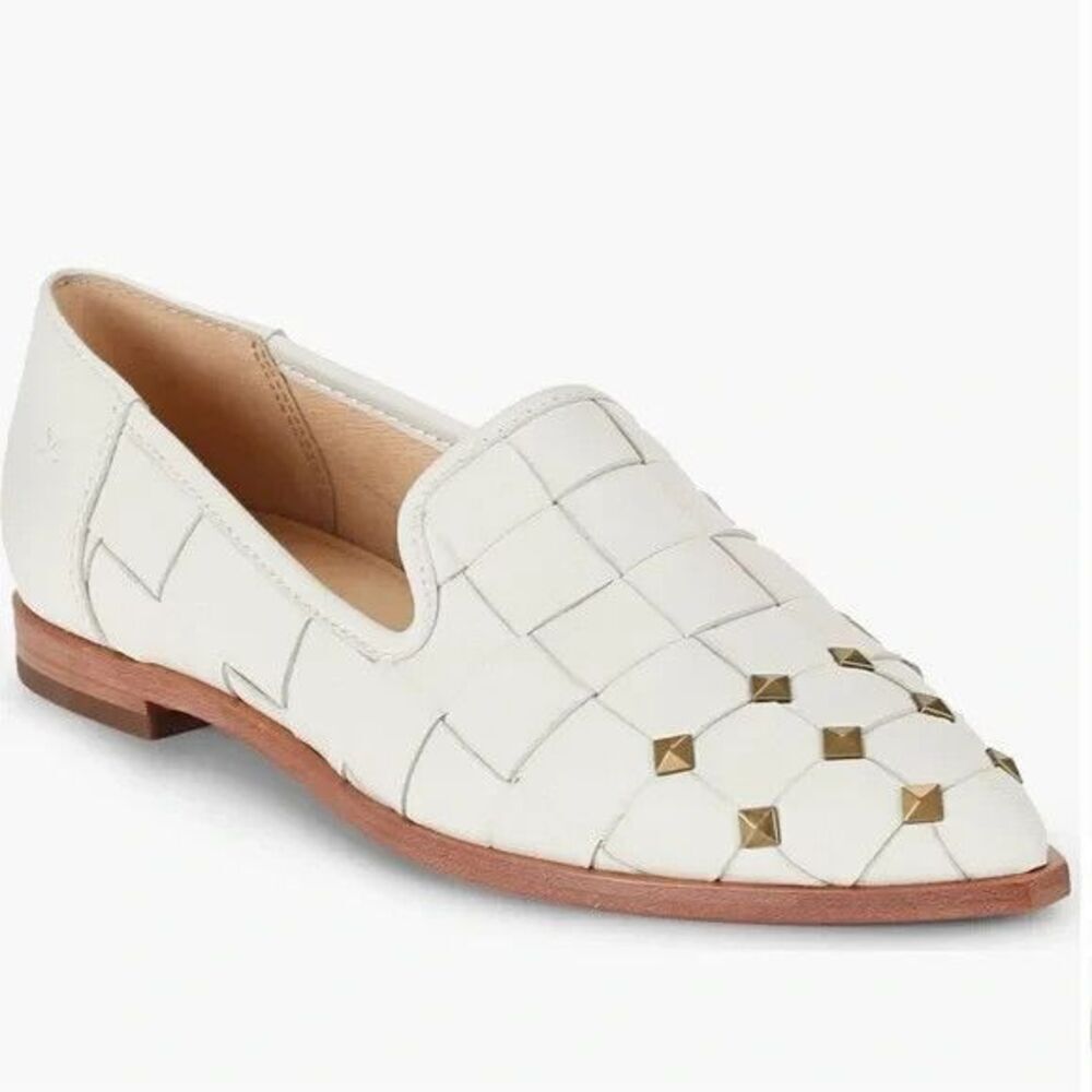New Nordstrom Frye Kenzie Loafer Size 8.5 M In Studded White Leather